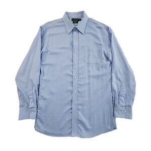 Ralph Lauren Green Label Shirt Men's 17 1/2 - 34/35 Blue Herringbone Non-Iron
